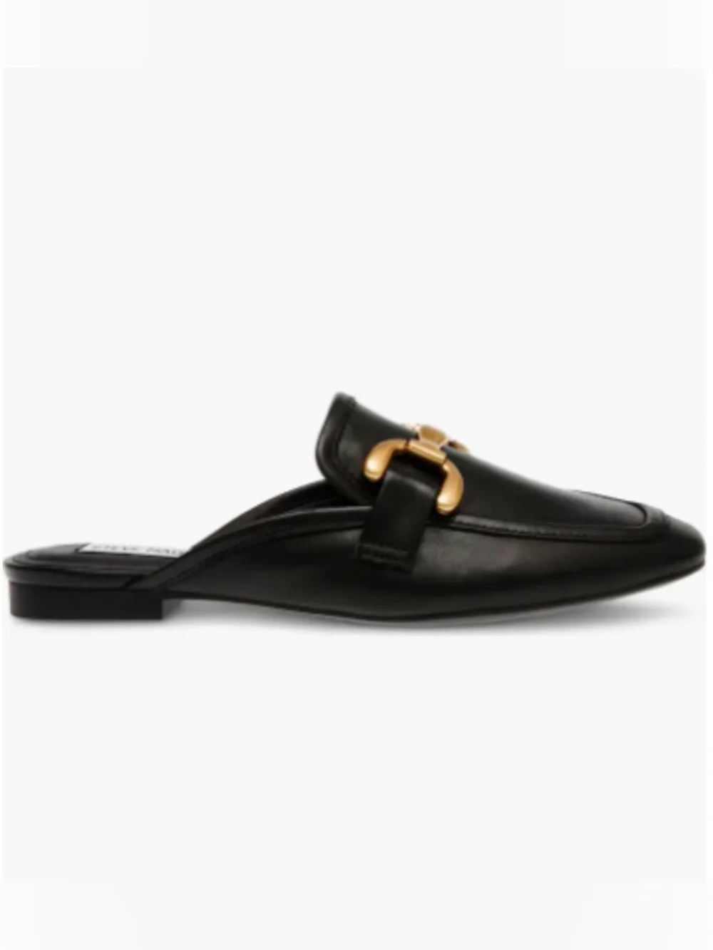 Steve Madden Black Leather Mule with Gold Horsebit Accent - Picture 6 of 8